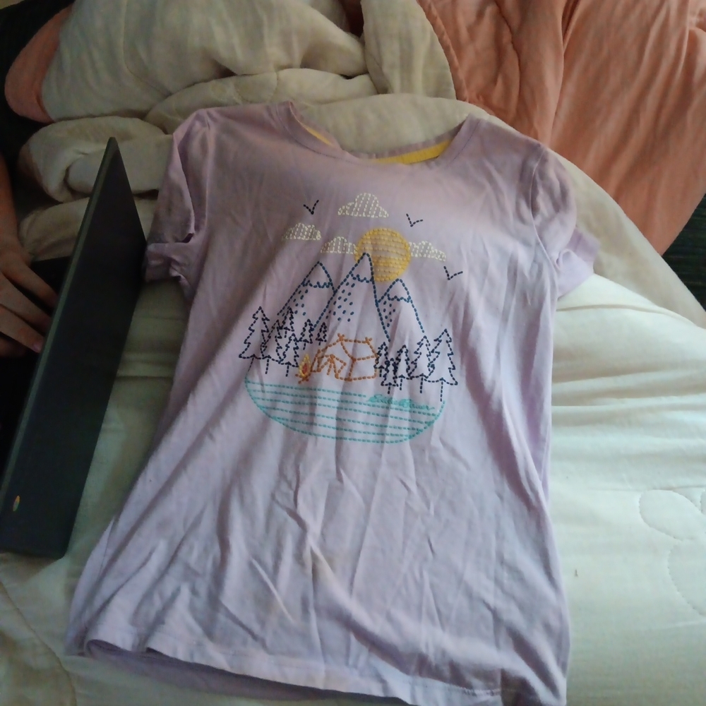 Eddie Bauer Lavender Kids Tee with Nature Scene